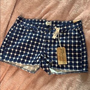 Blue and white Madewell shorts